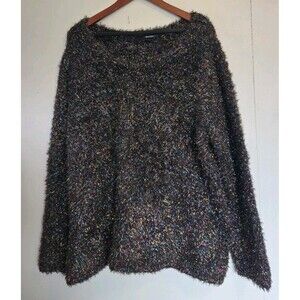 Denim 24/7 Sweater Womens 1X Plus Metallic‎ Eyelash Glam Event Futuristic NYE